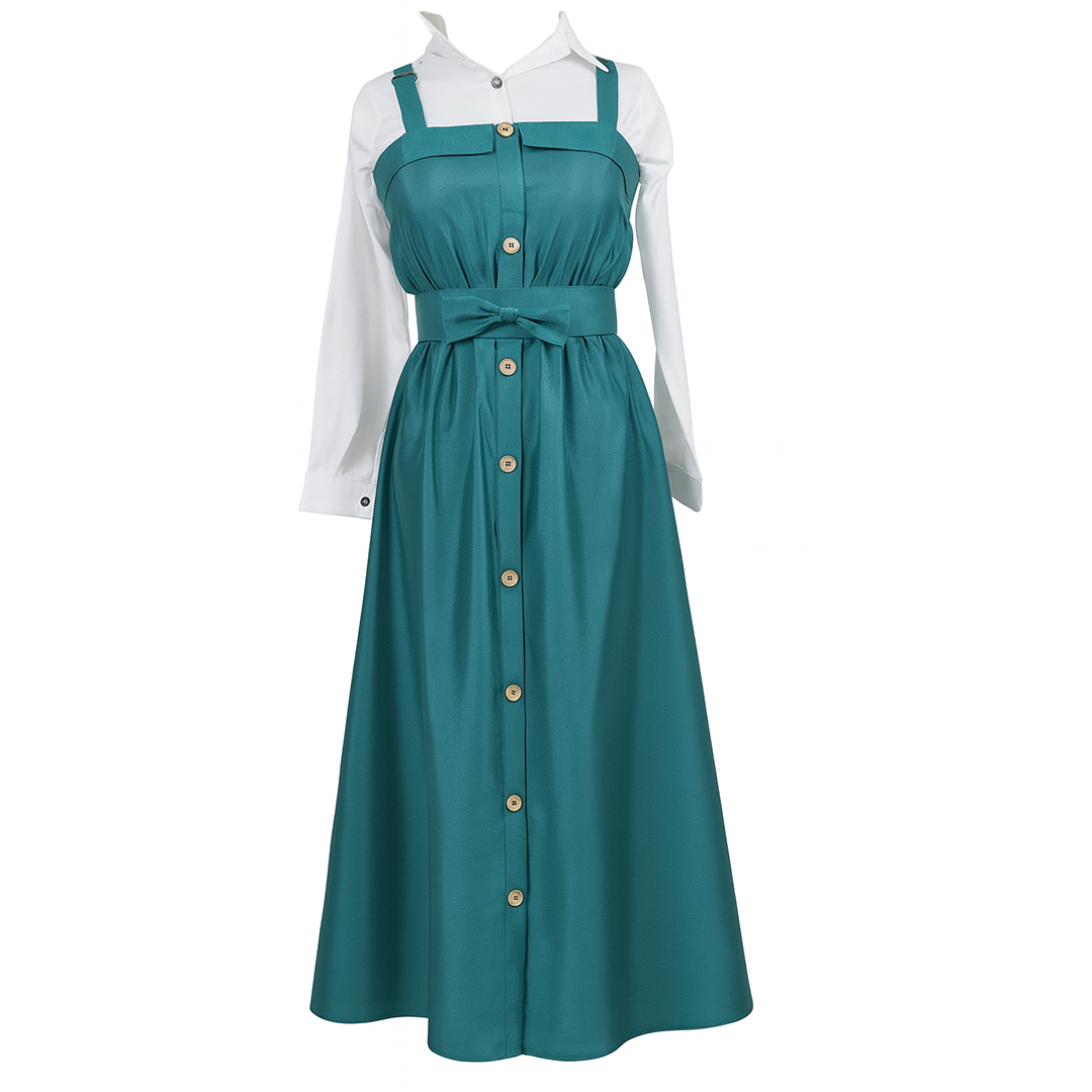 Image of Layered Chic Belted Midi Dress
