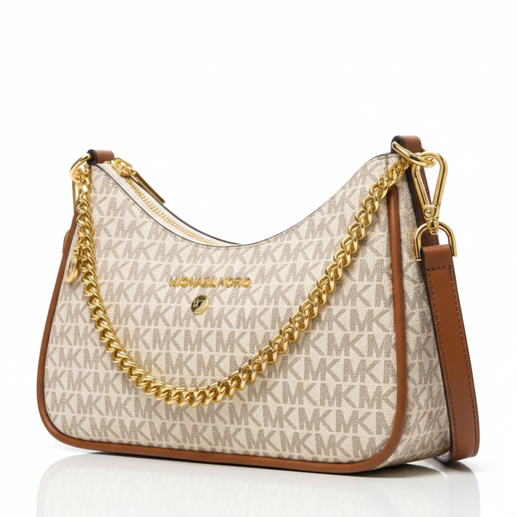 Image of Luxury Monogram Shoulder Bag with Gold Chain