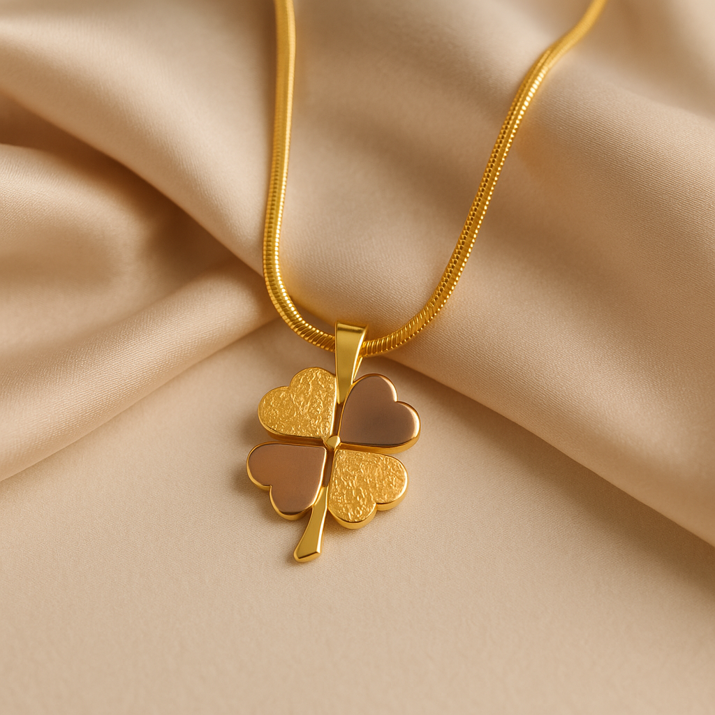 Image of Golden Four-Leaf Clover Pendant Necklace