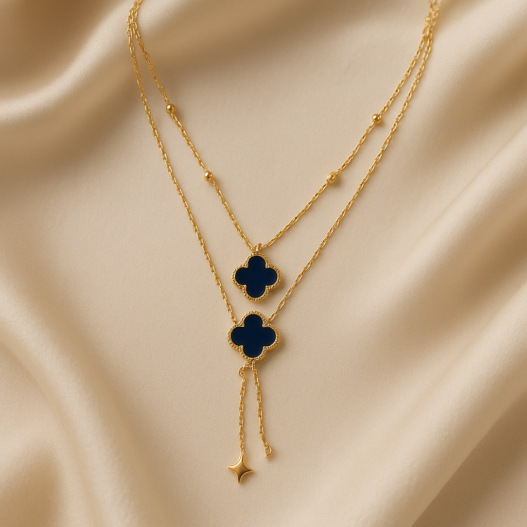 Image of Black Clover Double-Layer Pendant Necklace