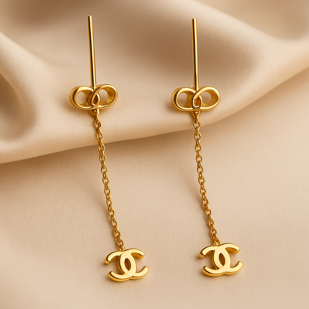 Image of Golden Icon Drop Chain Earrings