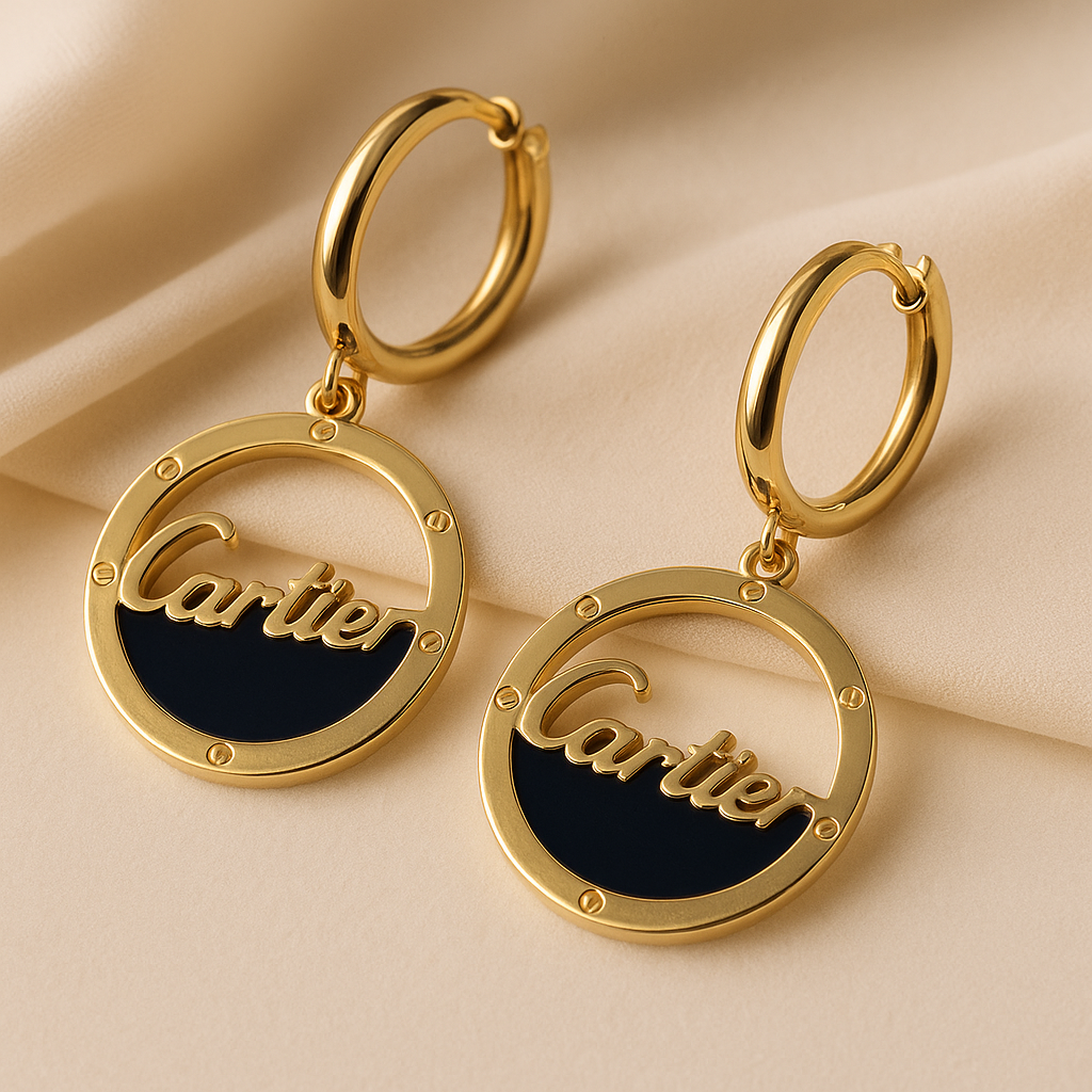 Image of Cartier Signature Charm Hoop Earrings