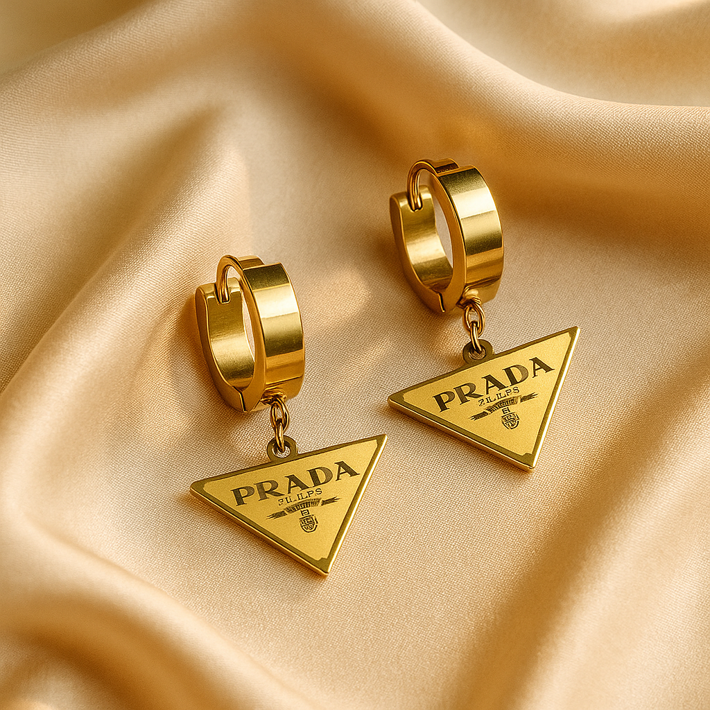 Image of Gold-Plated Triangle Drop Earrings for Women – Luxury Minimal Fashion Jewellery