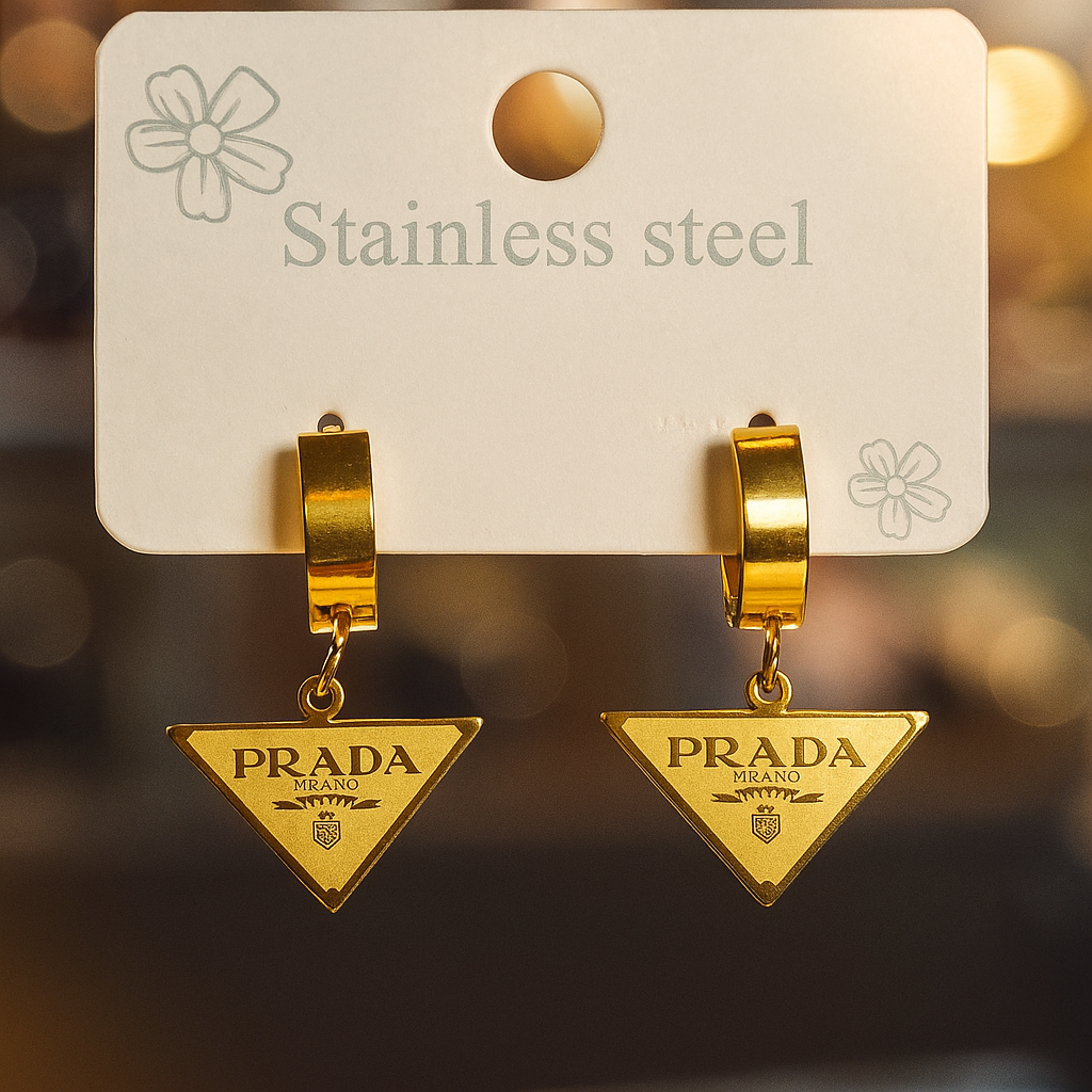 Image of Gold-Plated Triangle Drop Earrings for Women – Luxury Minimal Fashion Jewellery