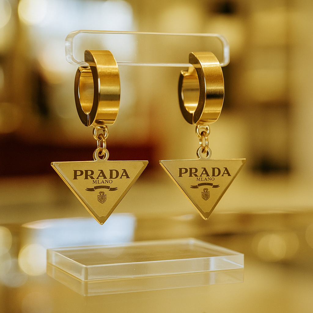 Image of Gold-Plated Triangle Drop Earrings for Women – Luxury Minimal Fashion Jewellery