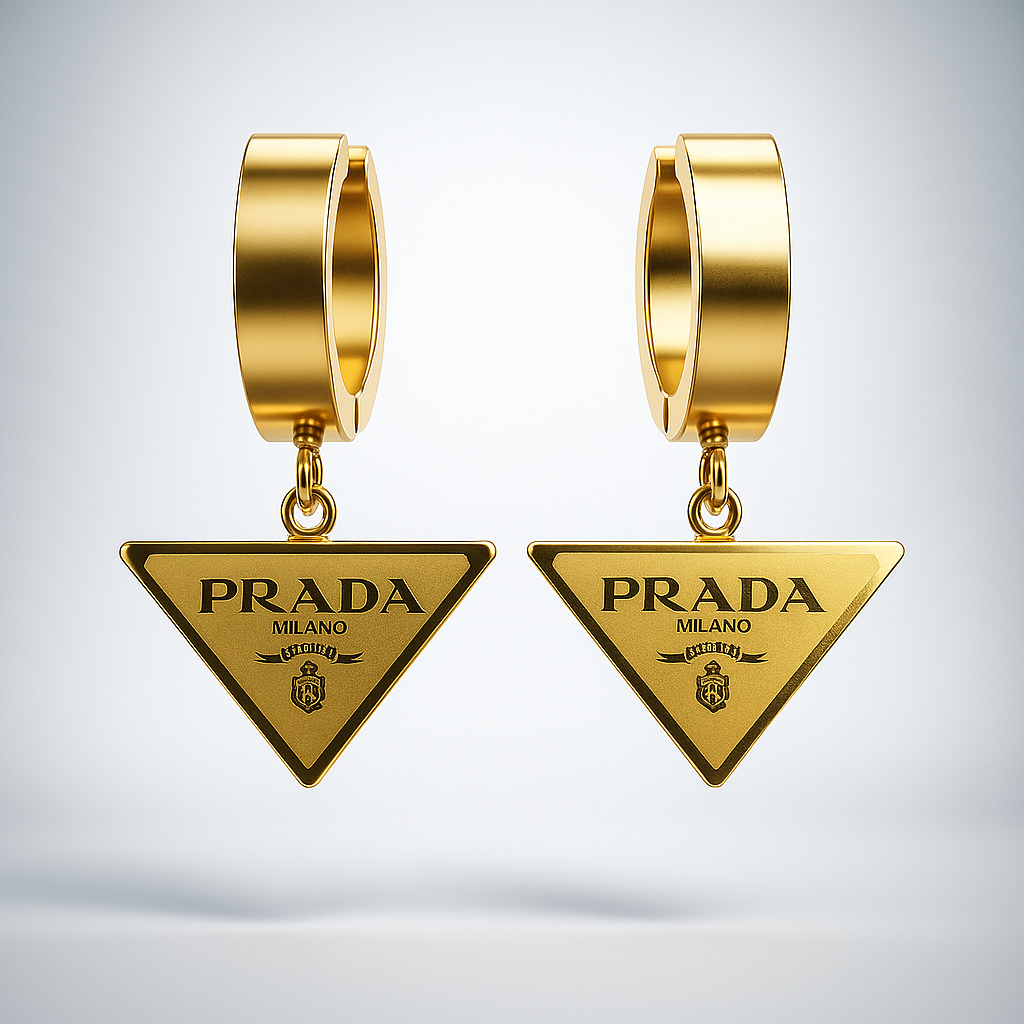 Image of Gold-Plated Triangle Drop Earrings for Women – Luxury Minimal Fashion Jewellery