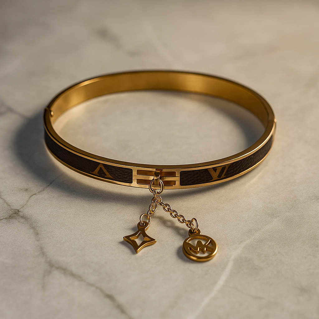 Image of Louis Vuitton x Michael Kors Gold-Tone Bangle with Charms