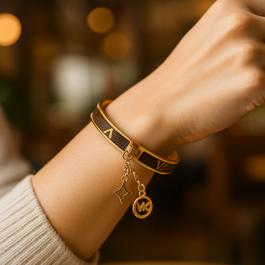Image of Louis Vuitton x Michael Kors Gold-Tone Bangle with Charms
