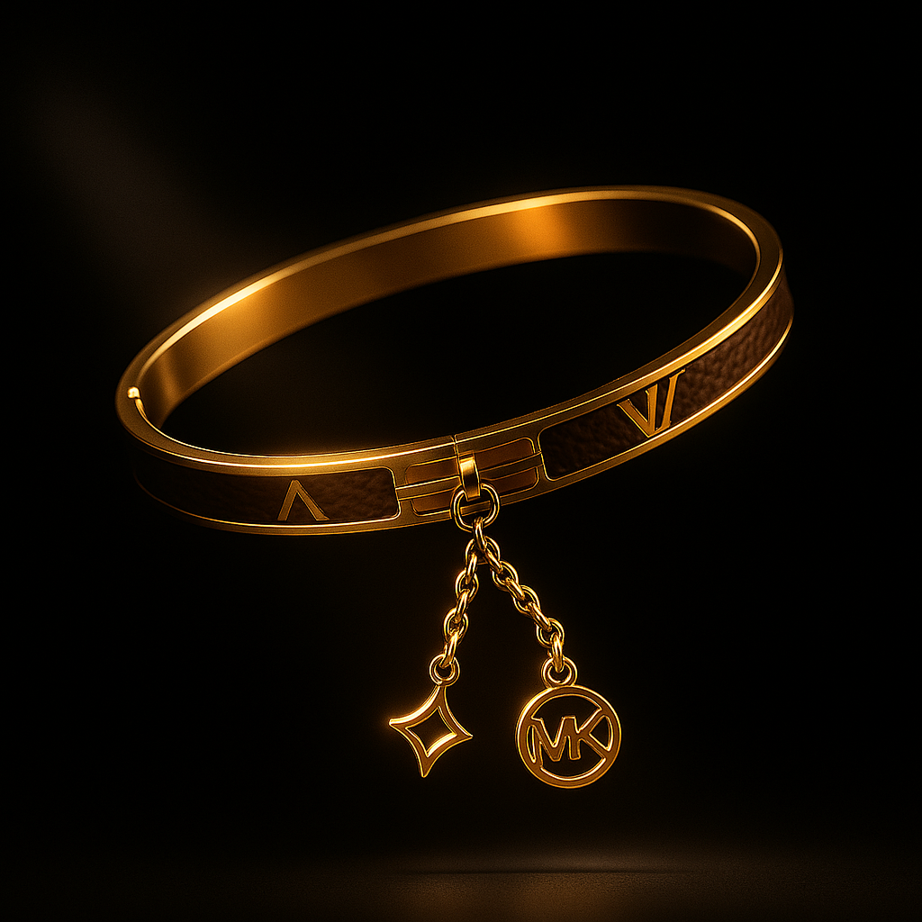 Image of Louis Vuitton x Michael Kors Gold-Tone Bangle with Charms