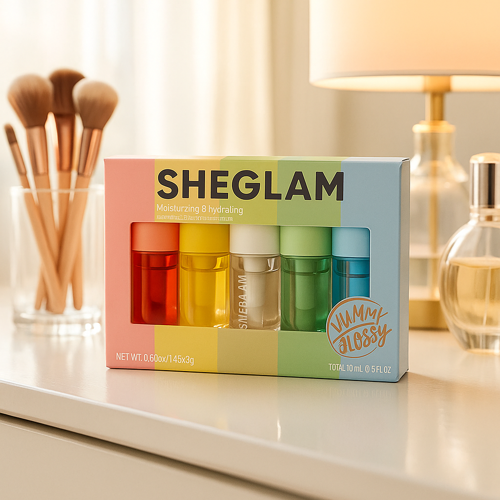 Image of She glam Jelly Wow Hydrating Lip Oil Set – 5-Piece Moisturizing Glossy Lip Oils