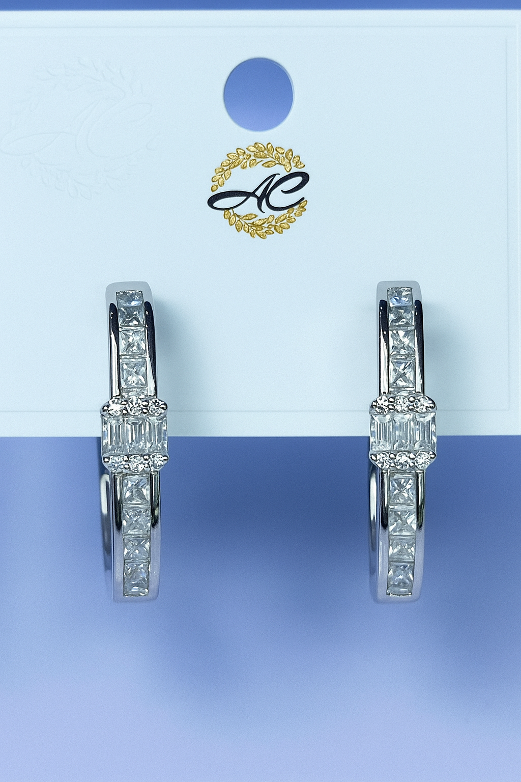 Image of Celestia Baguette Diamond Hoops