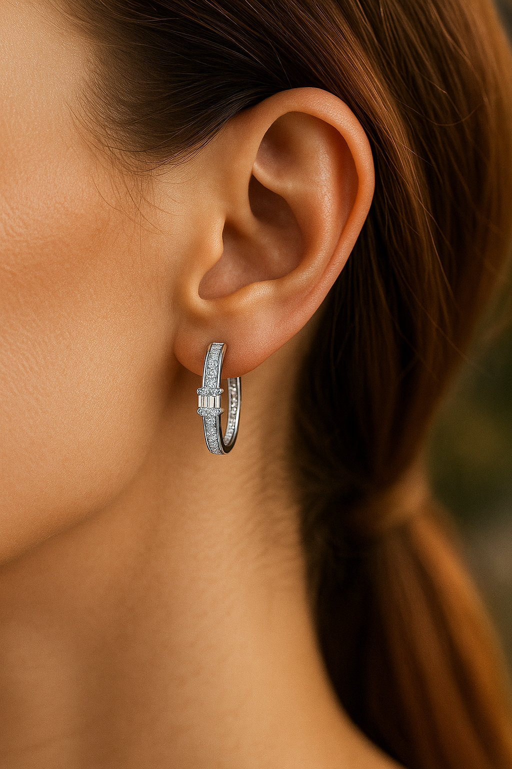 Image of Celestia Baguette Diamond Hoops