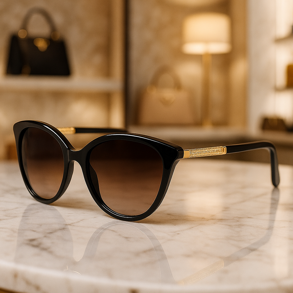 Image of Luxury Cat-Eye Sunglasses – Black Frame with Brown Gradient Lenses | Women’s Fashion Eyewear