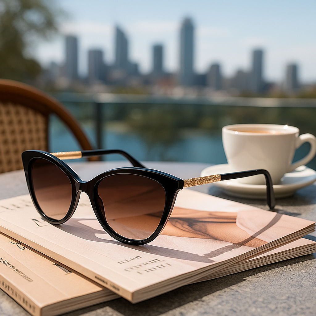 Image of Luxury Cat-Eye Sunglasses – Black Frame with Brown Gradient Lenses | Women’s Fashion Eyewear