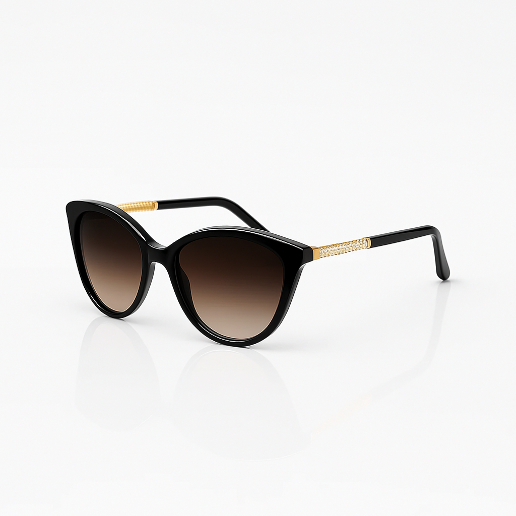 Image of Luxury Cat-Eye Sunglasses – Black Frame with Brown Gradient Lenses | Women’s Fashion Eyewear