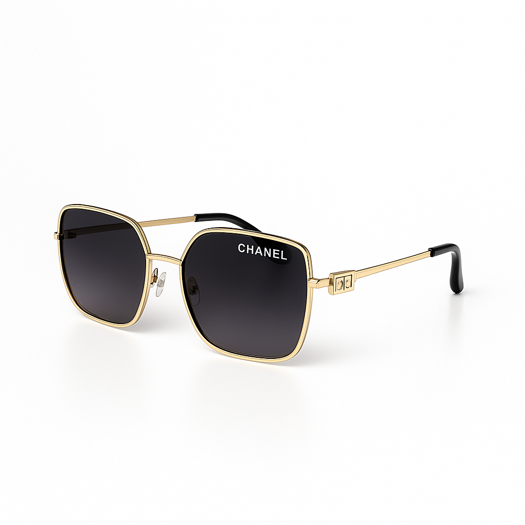 Image of Chanel Luxe Square Sunglasses – Gold Frame Edition