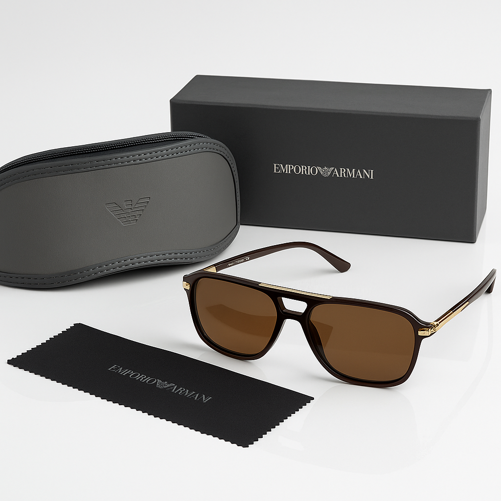 Image of Emporio Armani-Inspired Premium Square Aviator Sunglasses