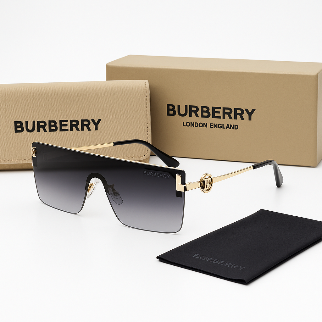 Image of Burberry-Inspired Premium Shield Visor Sunglasses