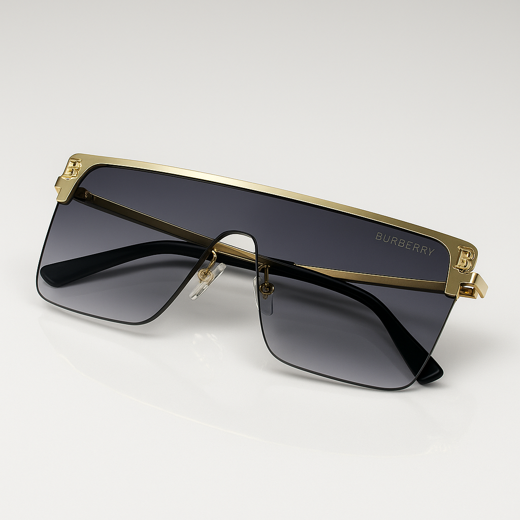 Image of Burberry-Inspired Premium Shield Visor Sunglasses