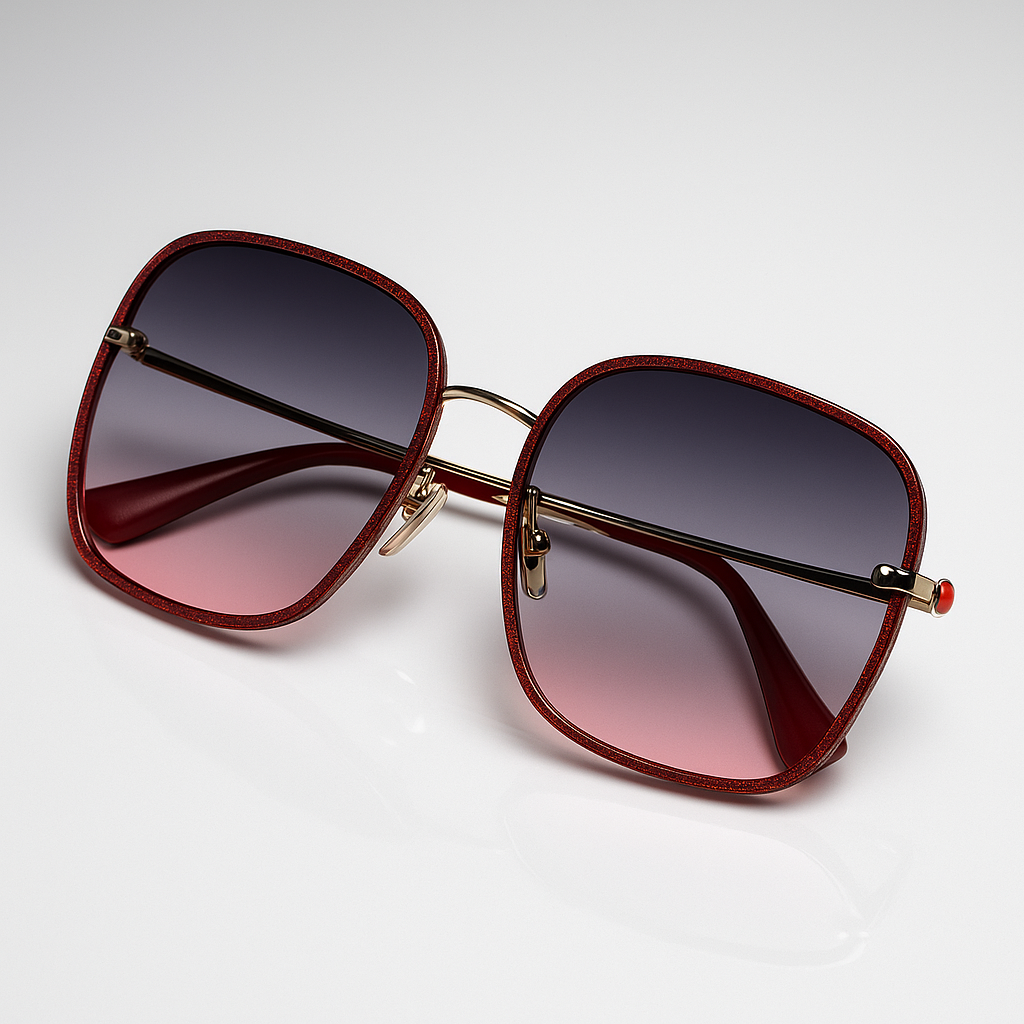 Image of Luxury Red Square Sunglasses with Gradient Lenses – Unisex