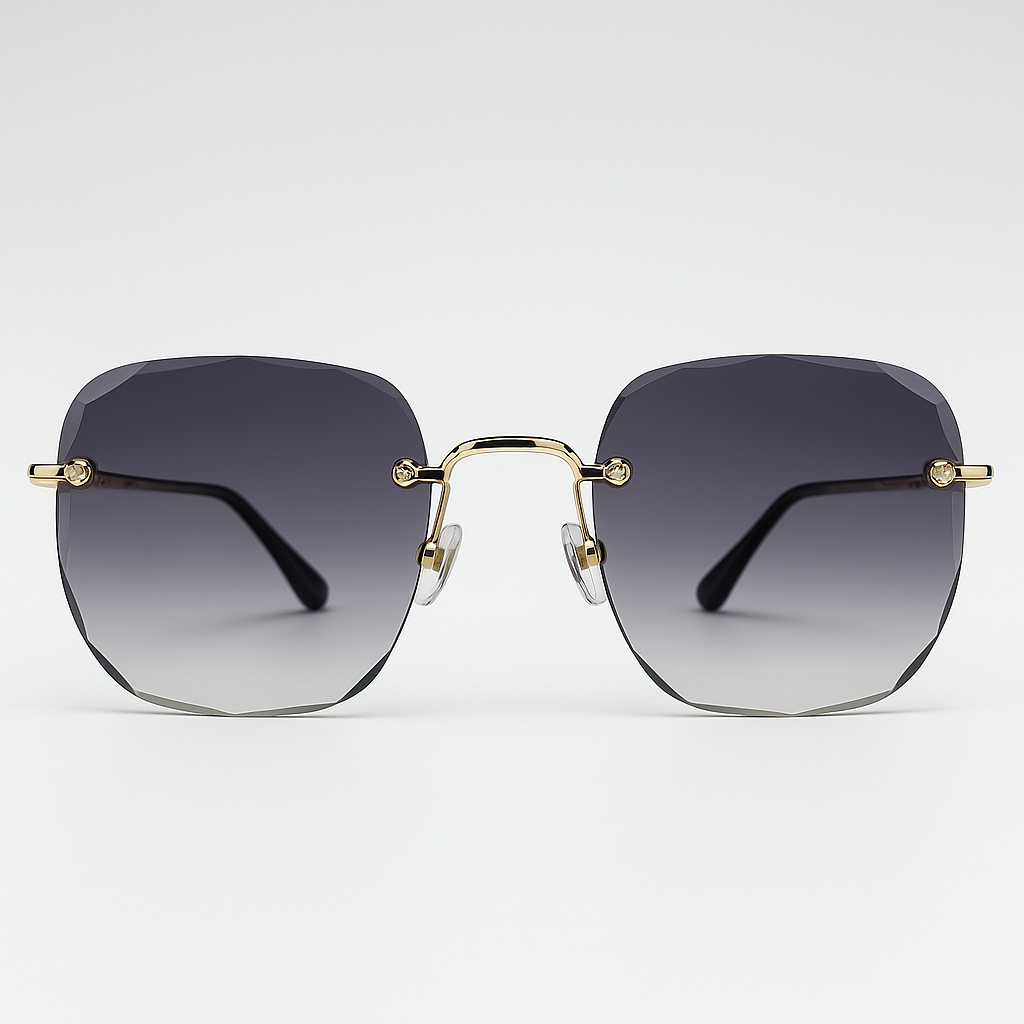 Image of Gucci-Inspired Luxe Rimless Square Sunglasses