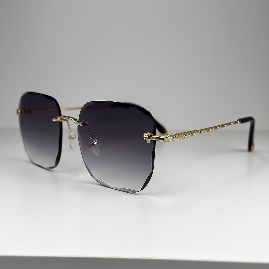 Image of Gucci-Inspired Luxe Rimless Square Sunglasses