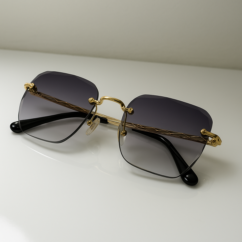 Image of Gucci-Inspired Luxe Rimless Square Sunglasses