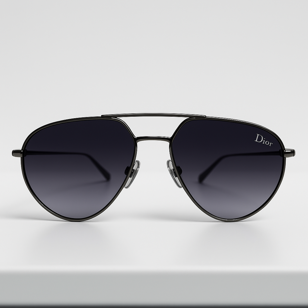 Image of Dior-Inspired Black Aviator Sunglasses for Men & Women