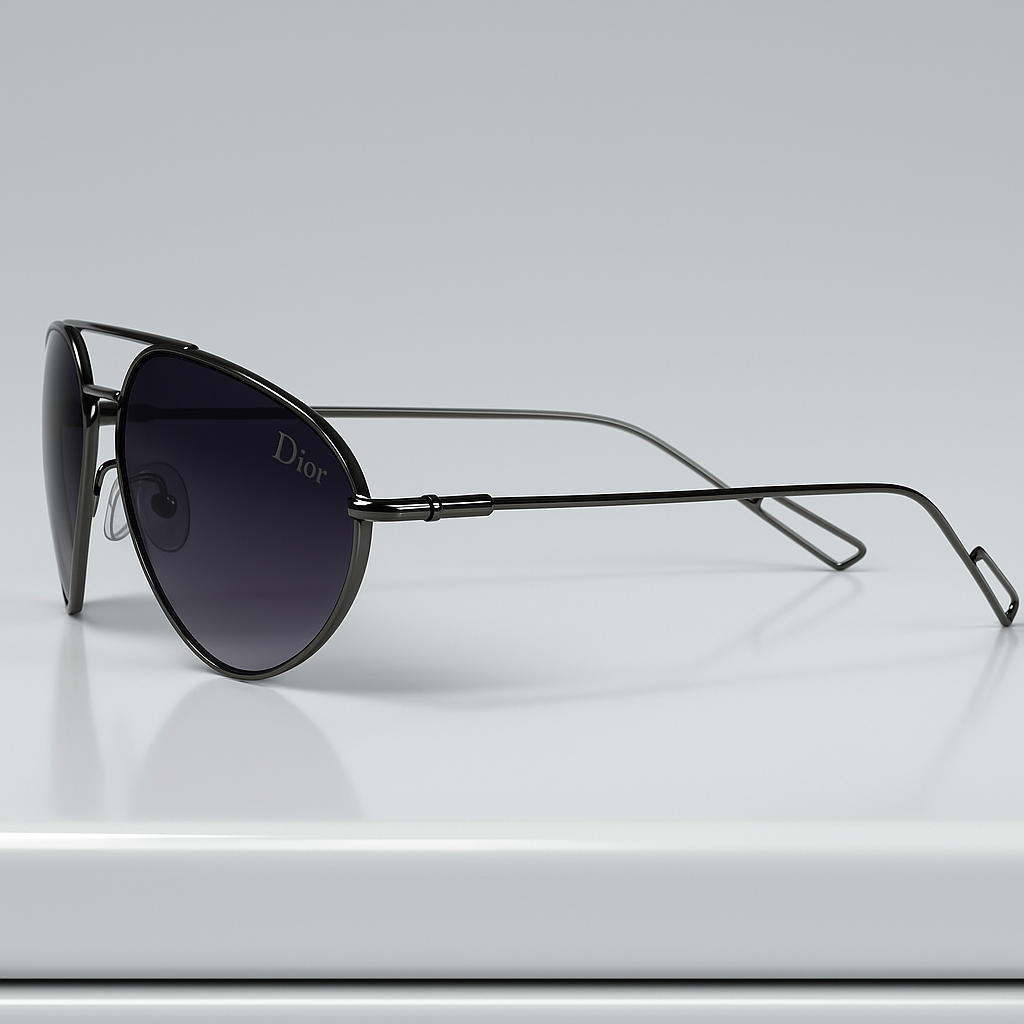 Image of Dior-Inspired Black Aviator Sunglasses for Men & Women