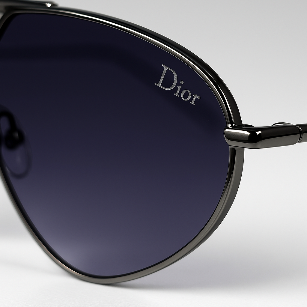Image of Dior-Inspired Black Aviator Sunglasses for Men & Women
