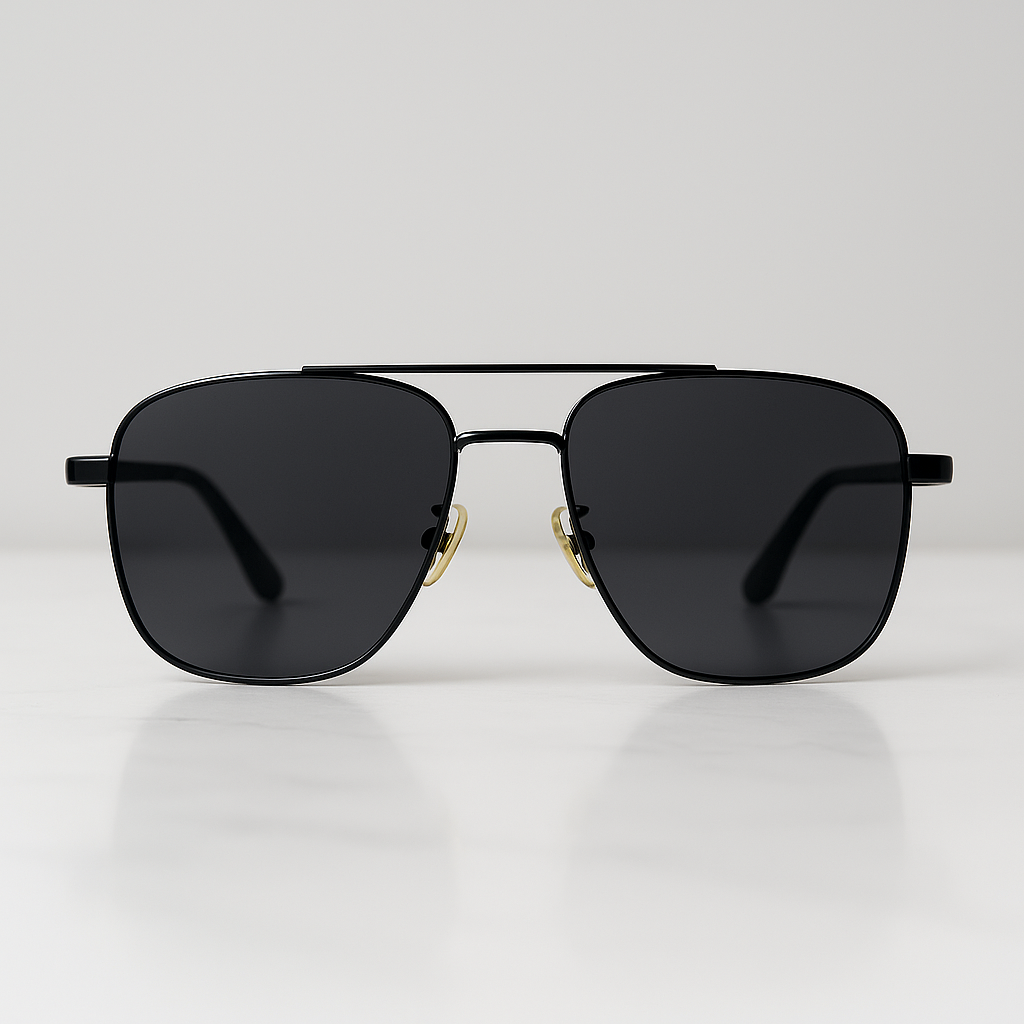 Image of Stealth Black-inspired Aviator Sunglasses for Men