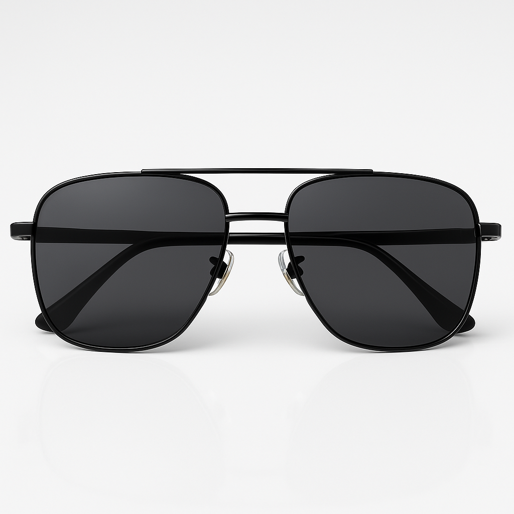 Image of Stealth Black-inspired Aviator Sunglasses for Men