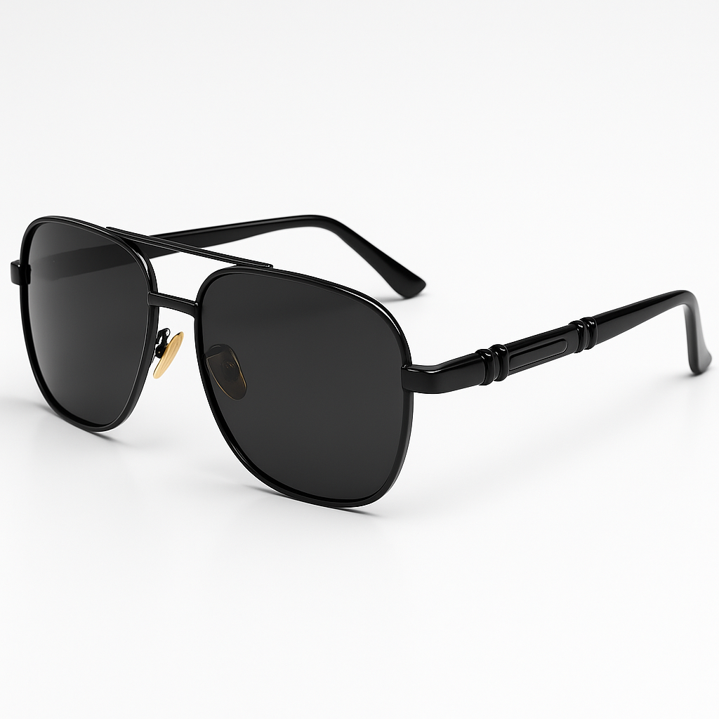 Image of Stealth Black-inspired Aviator Sunglasses for Men