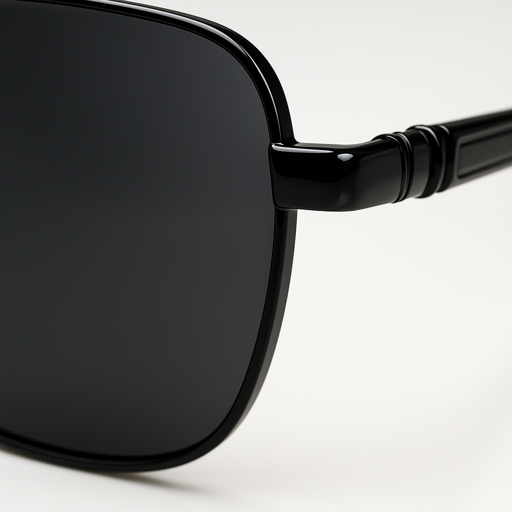 Image of Stealth Black-inspired Aviator Sunglasses for Men