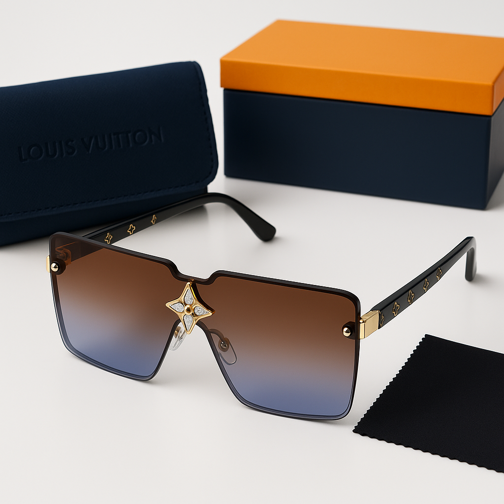 Image of Luxury Oversized Square Sunglasses – Brown-Blue Gradient Lenses | Premium Fashion Eyewear