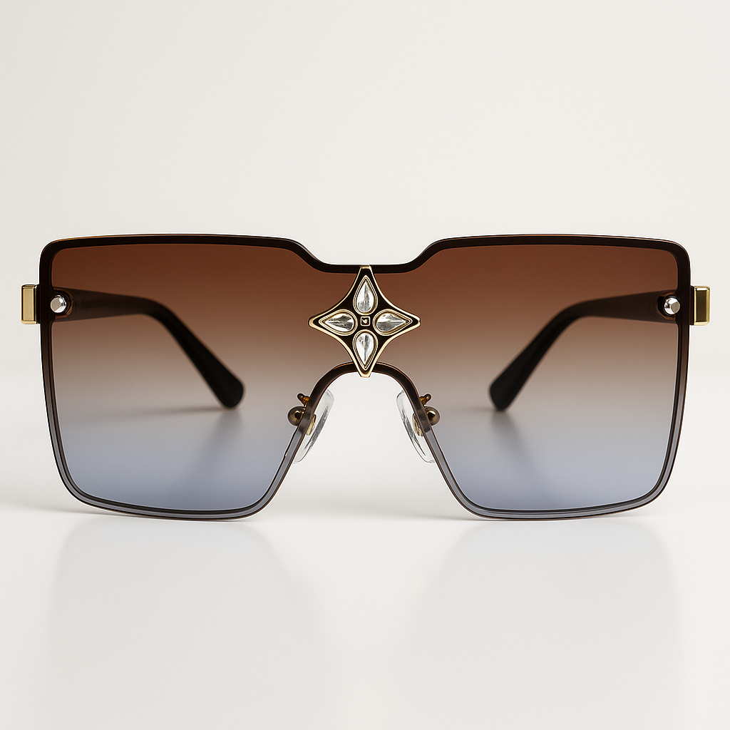 Image of Luxury Oversized Square Sunglasses – Brown-Blue Gradient Lenses | Premium Fashion Eyewear