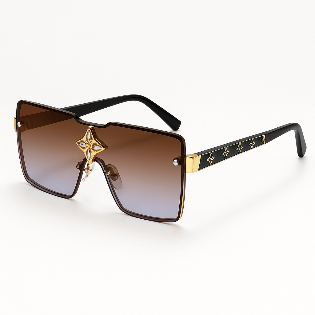 Image of Luxury Oversized Square Sunglasses – Brown-Blue Gradient Lenses | Premium Fashion Eyewear