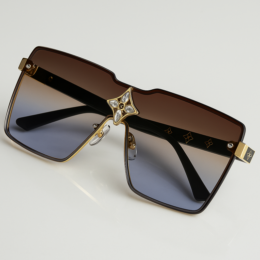 Image of Luxury Oversized Square Sunglasses – Brown-Blue Gradient Lenses | Premium Fashion Eyewear