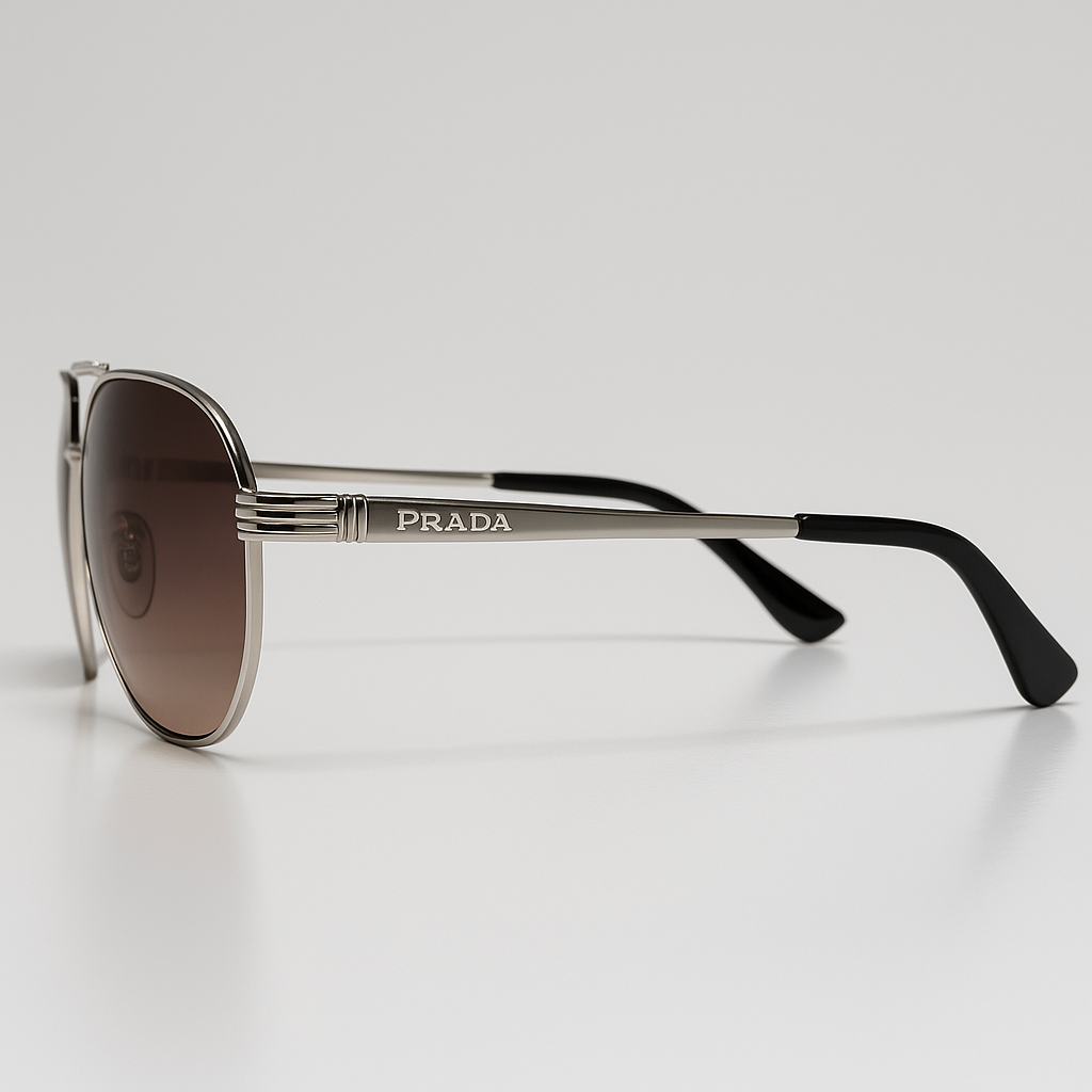 Image of Prada-Inspired Silver Aviator Sunglasses