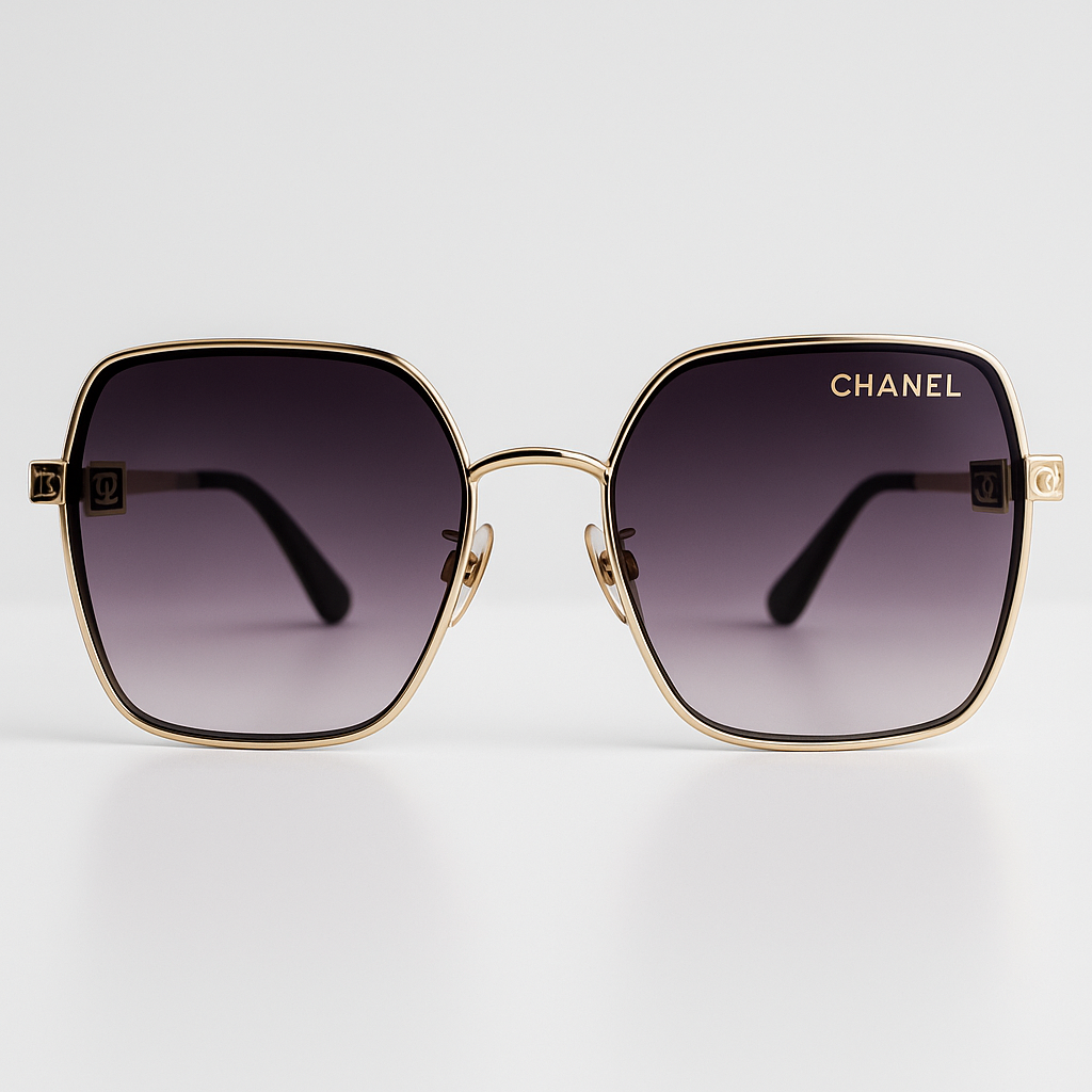 Image of Chanel Luxe Square Sunglasses – Gold Frame Edition