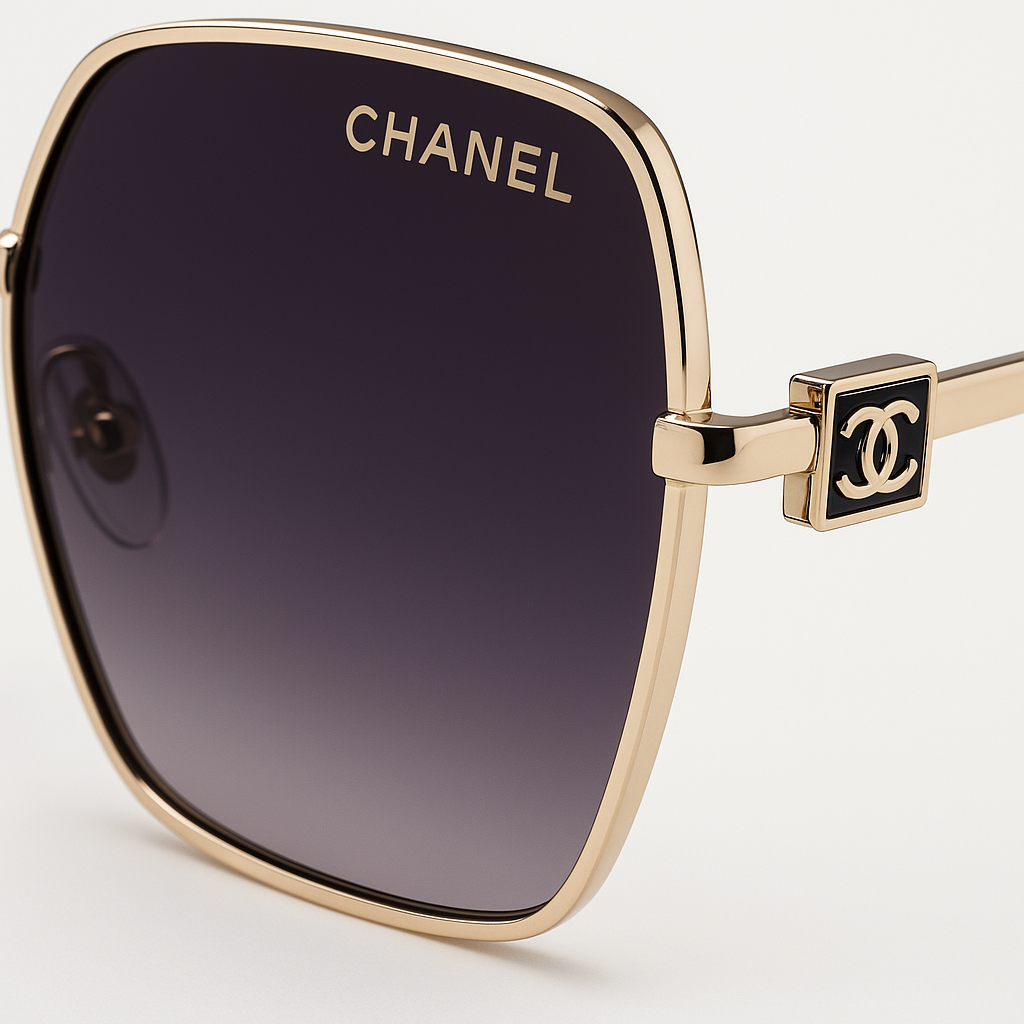 Image of Chanel Luxe Square Sunglasses – Gold Frame Edition