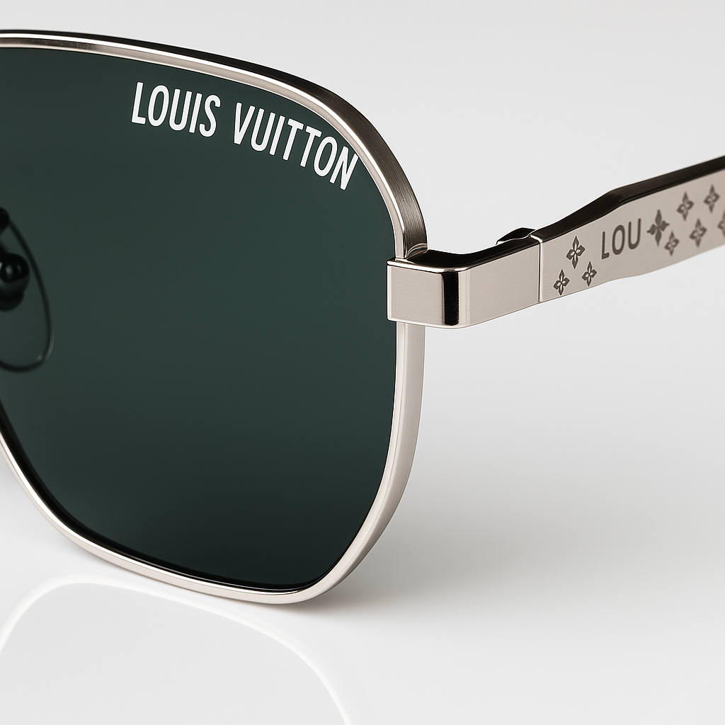 Image of Louis Vuitton-Inspired Silver Aviator Sunglasses