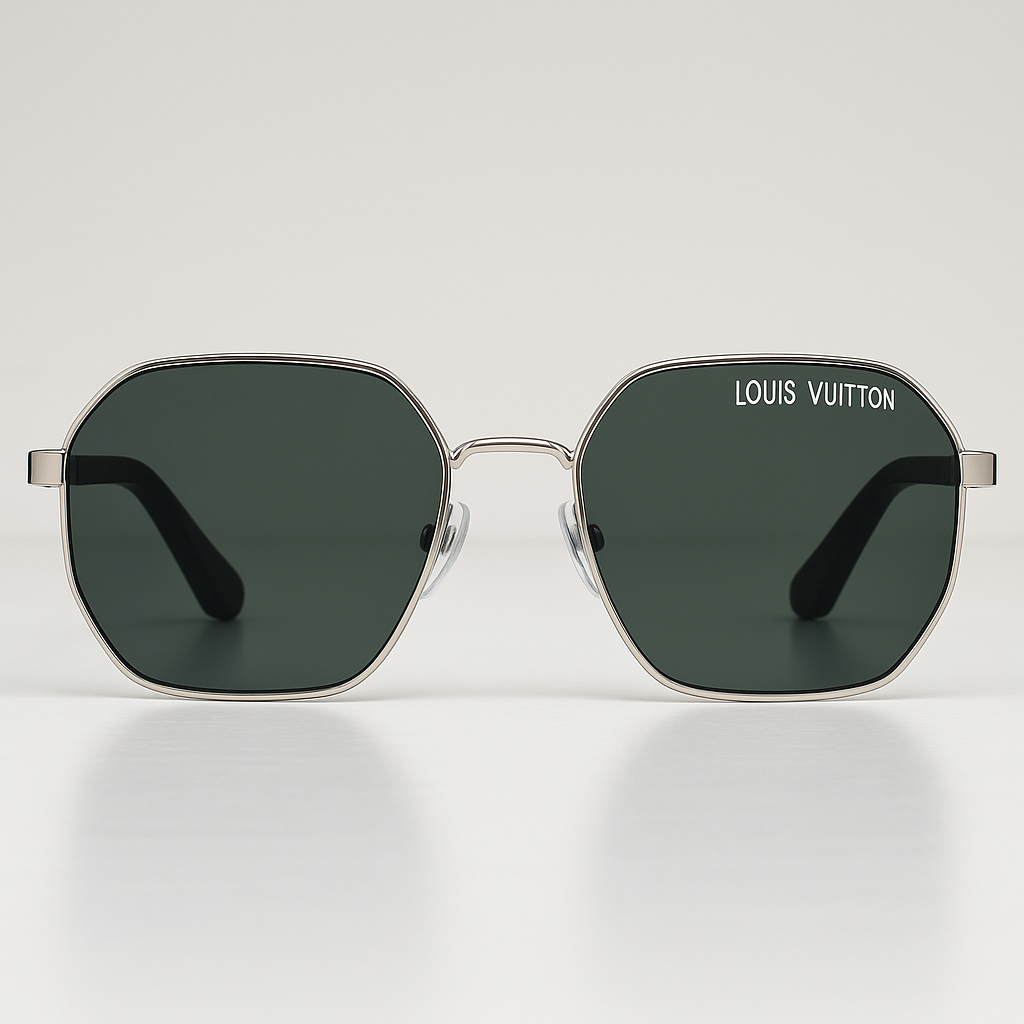 Image of Louis Vuitton-Inspired Silver Aviator Sunglasses