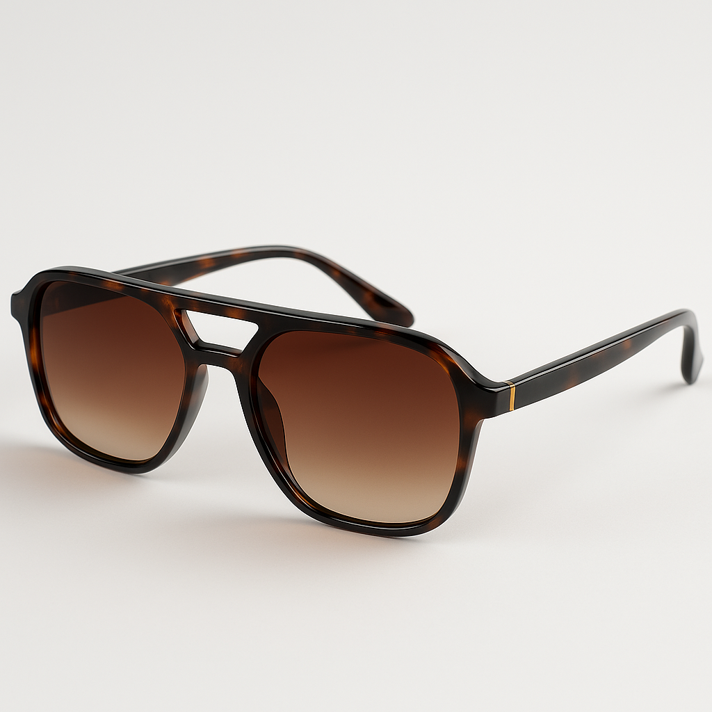 Image of Classic-Inspired Tortoise Aviator Sunglasses