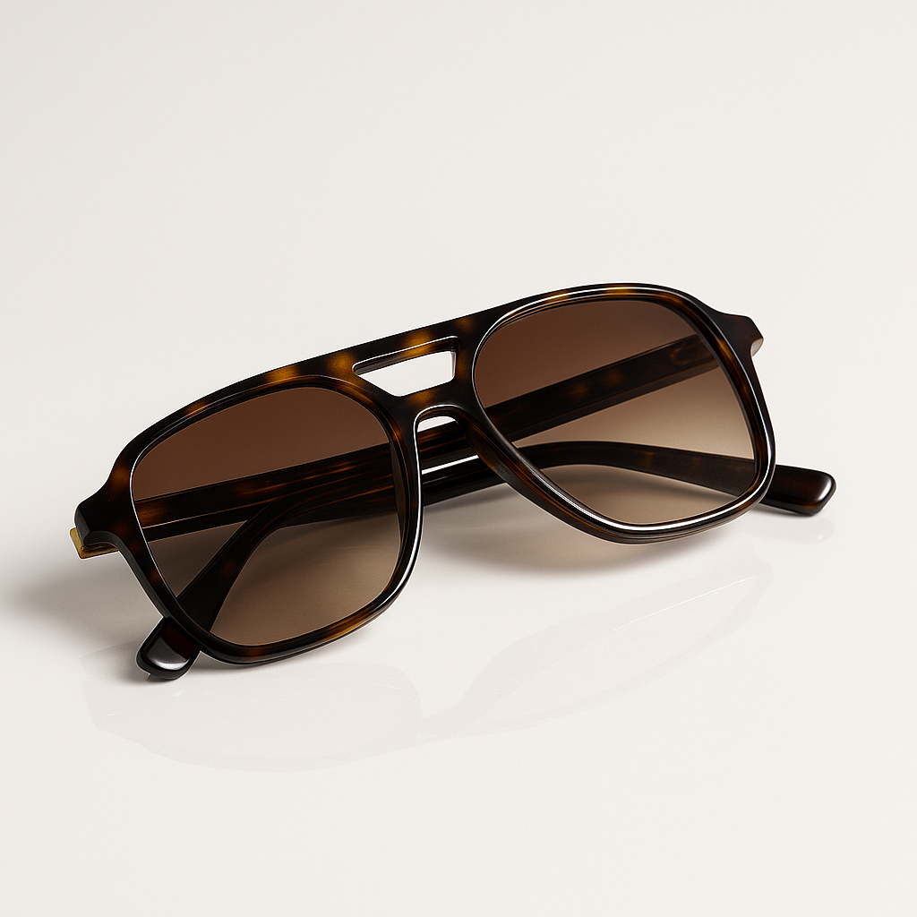 Image of Classic-Inspired Tortoise Aviator Sunglasses