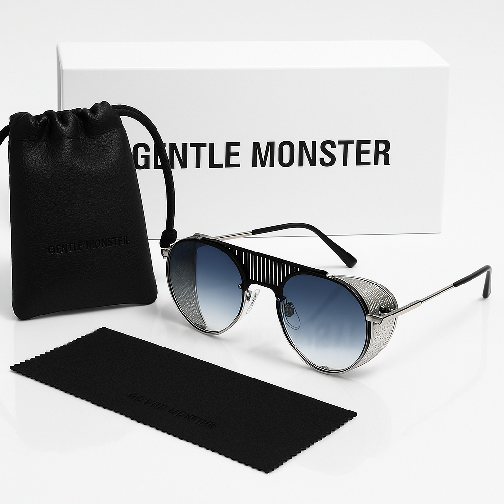 Image of Gentle Monster-Inspired Premium Shield Aviator Sunglasses