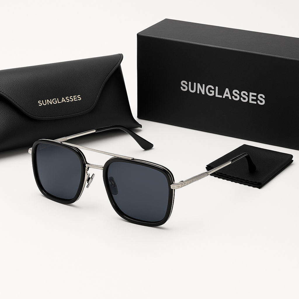 Image of Premium-Inspired Square-Frame UV Protection Sunglasses with Luxury Packaging