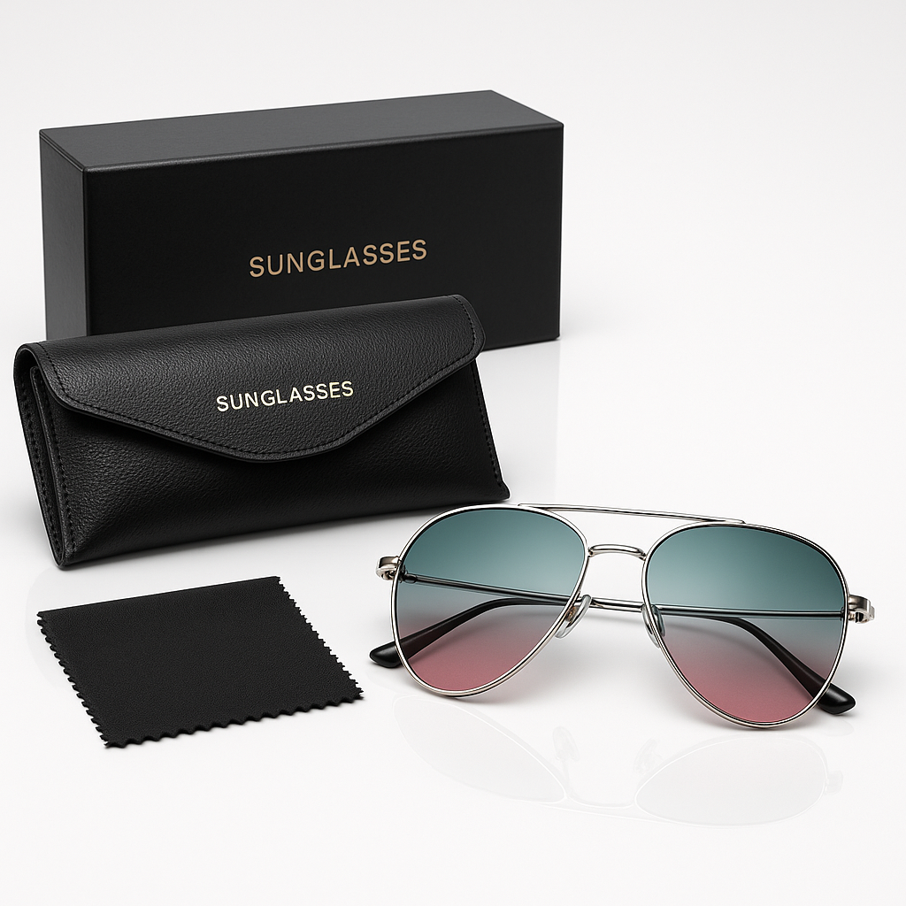 Image of Aviator Gradient Sunglasses - Silver Frame