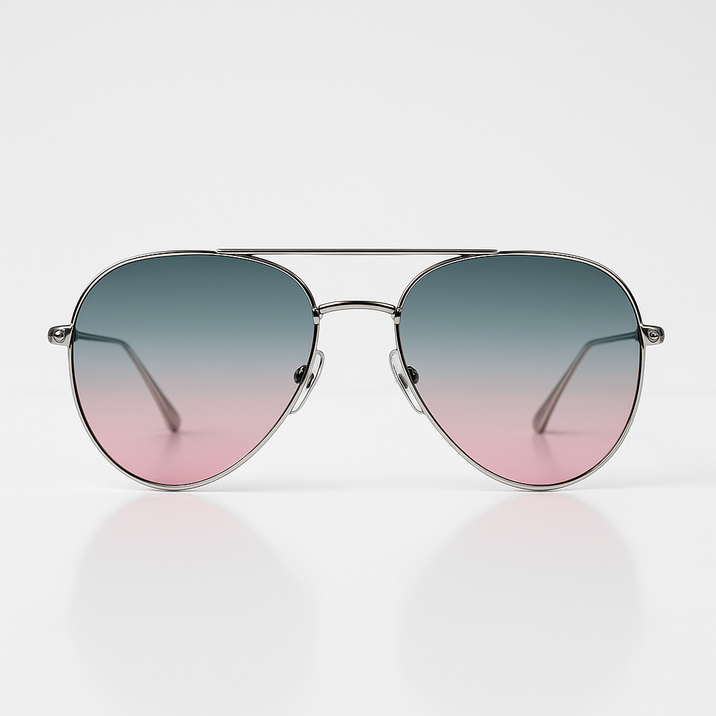 Image of Aviator Gradient Sunglasses - Silver Frame