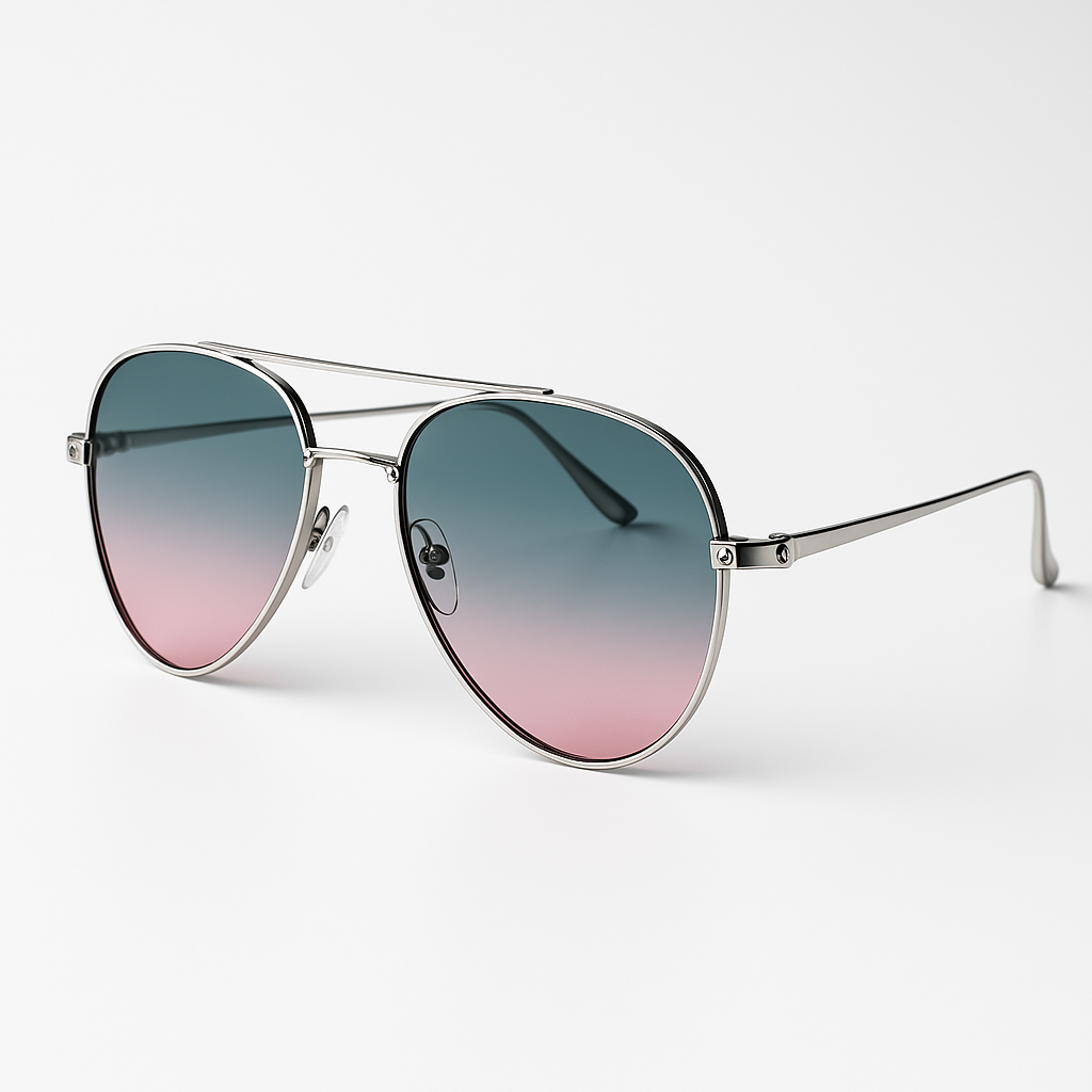 Image of Aviator Gradient Sunglasses - Silver Frame